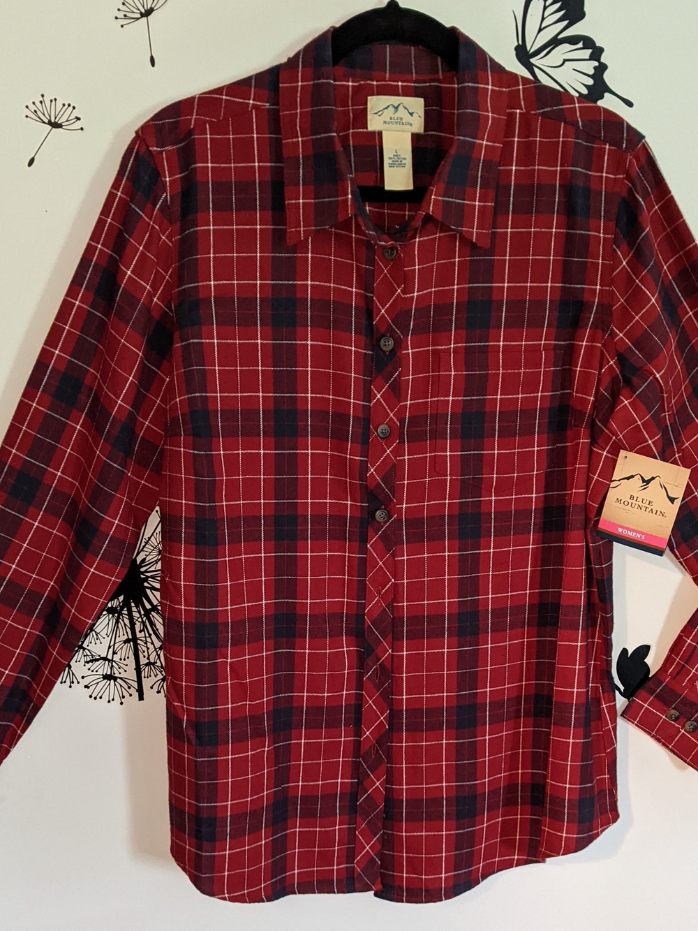 Women's Red Plaid Button-Down Shirt